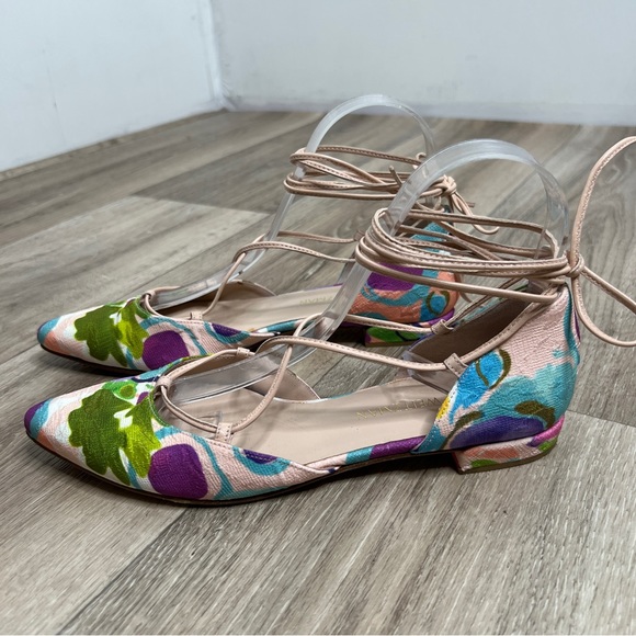 Stuart Weitzman Gilligan Flat Watercolor Print 7 1/2N - Picture 3 of 15